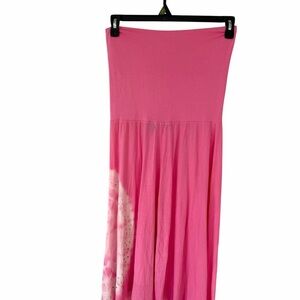 BaViJa Womens Pink Strapless Maxi Dress L Tie Dye Rhinestone Boho